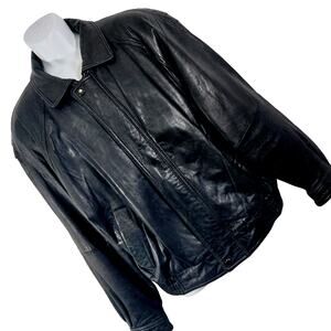 VIAGGIO! GORGEOUS BLACK GENUINE LEATHER BOMBER/FLIGHT STYLE JACKET, COAT! SZ L